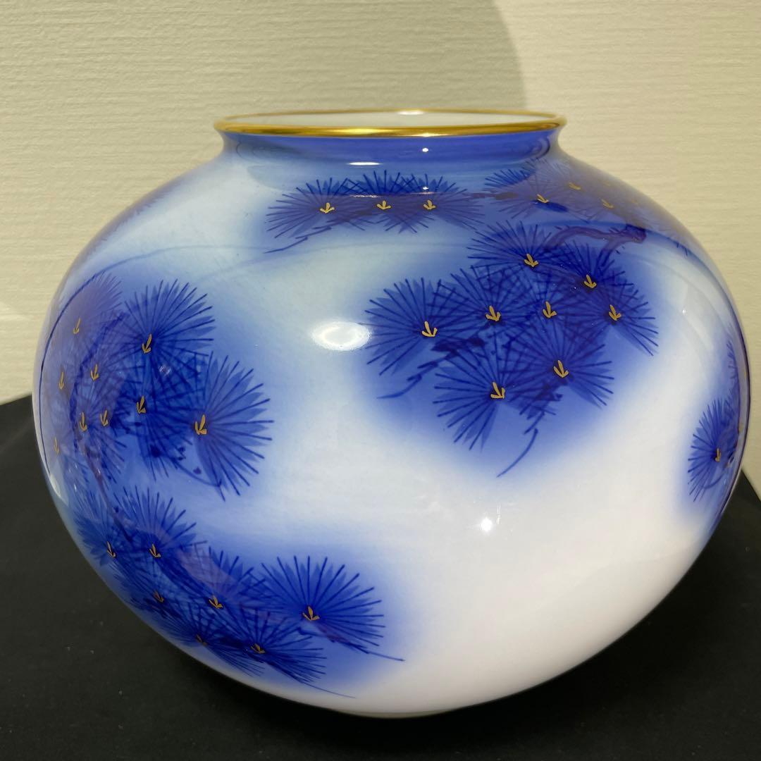 香蘭社 花瓶染錦 老松文 金彩