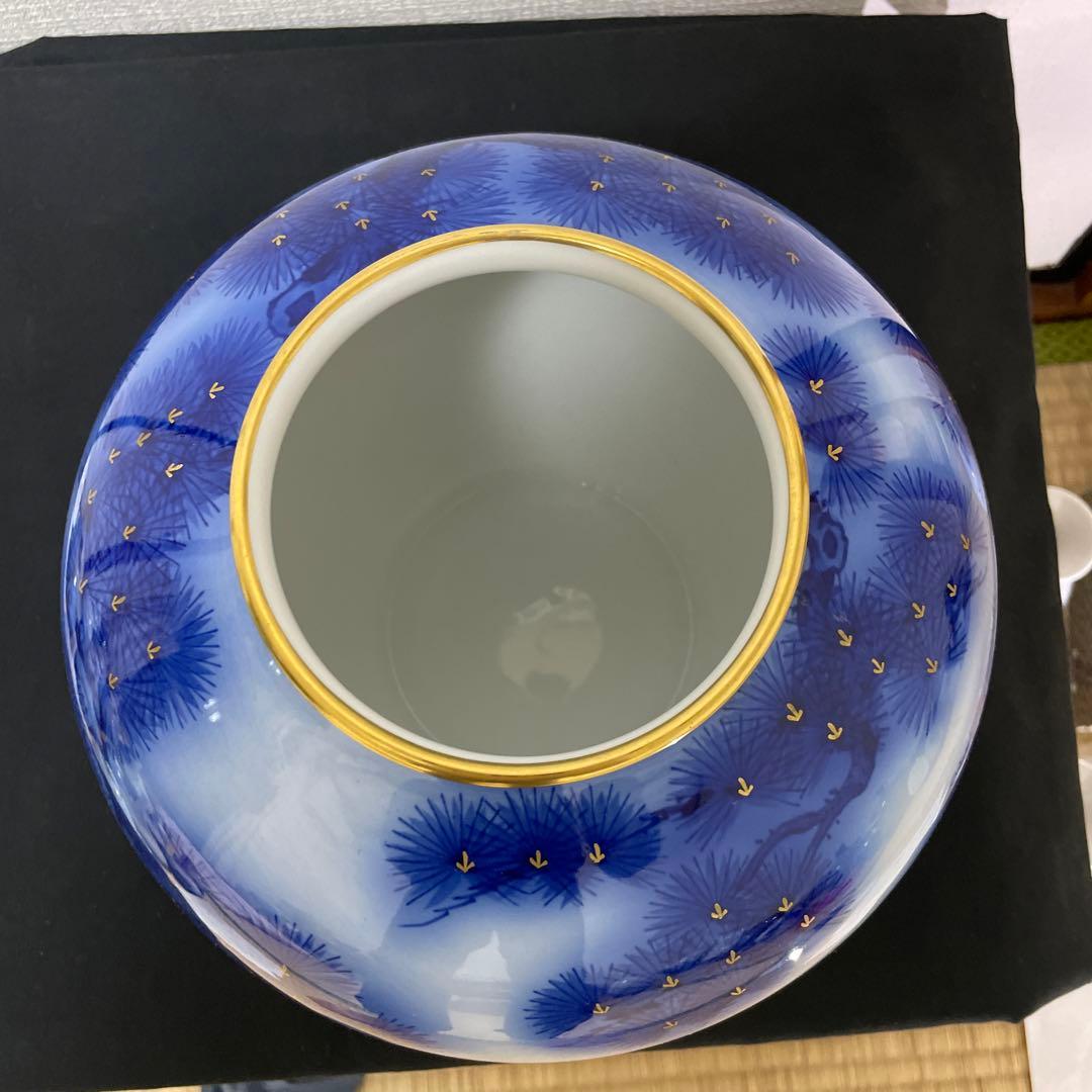 香蘭社 花瓶染錦 老松文 金彩