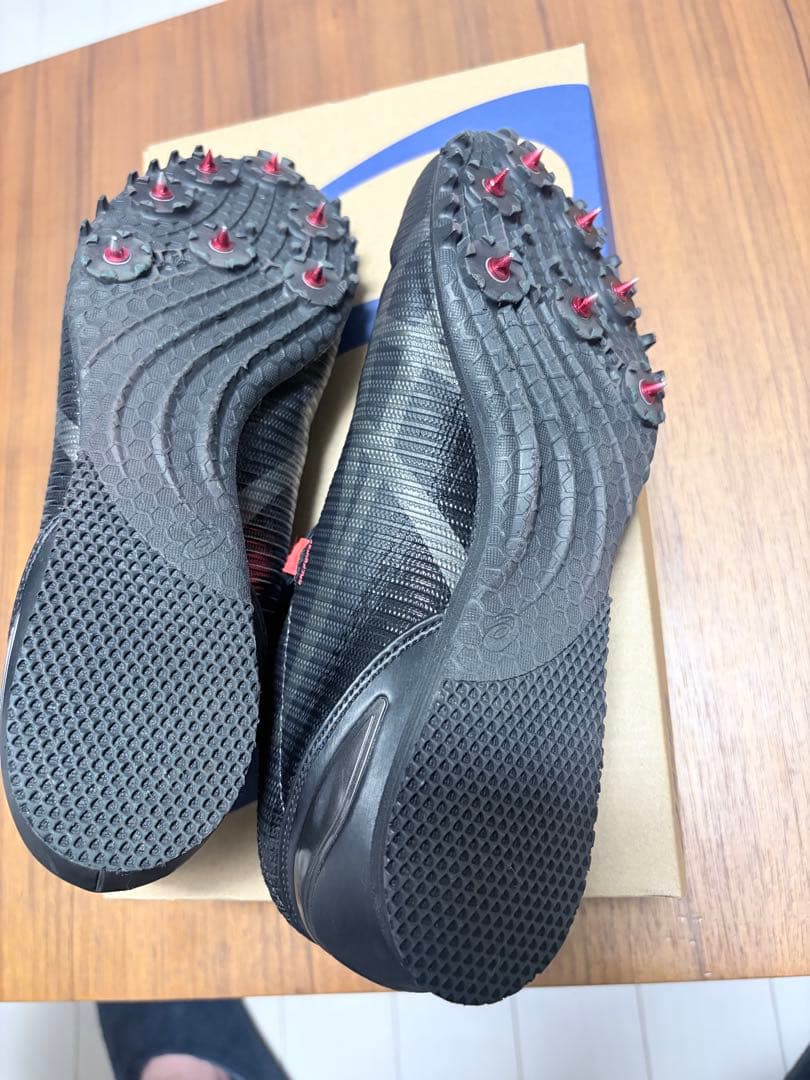 美品アシックスasics HEATFLAT ブラック スパイクシューズ　26.5