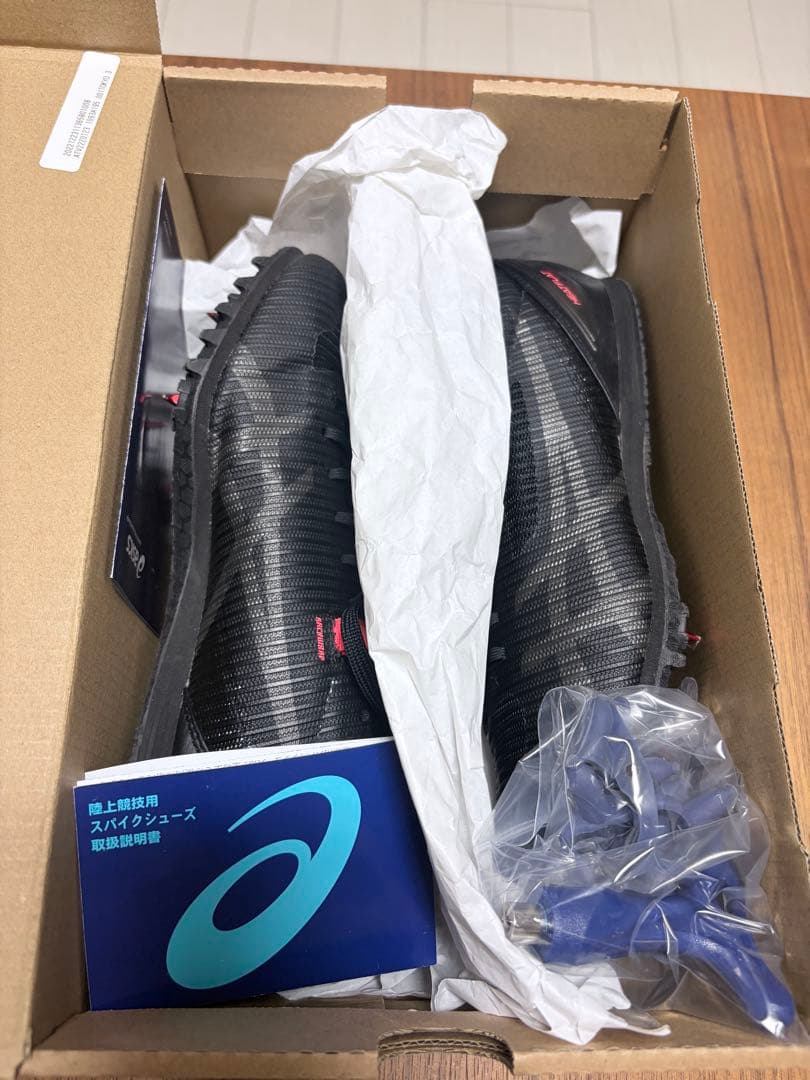 美品アシックスasics HEATFLAT ブラック スパイクシューズ　26.5