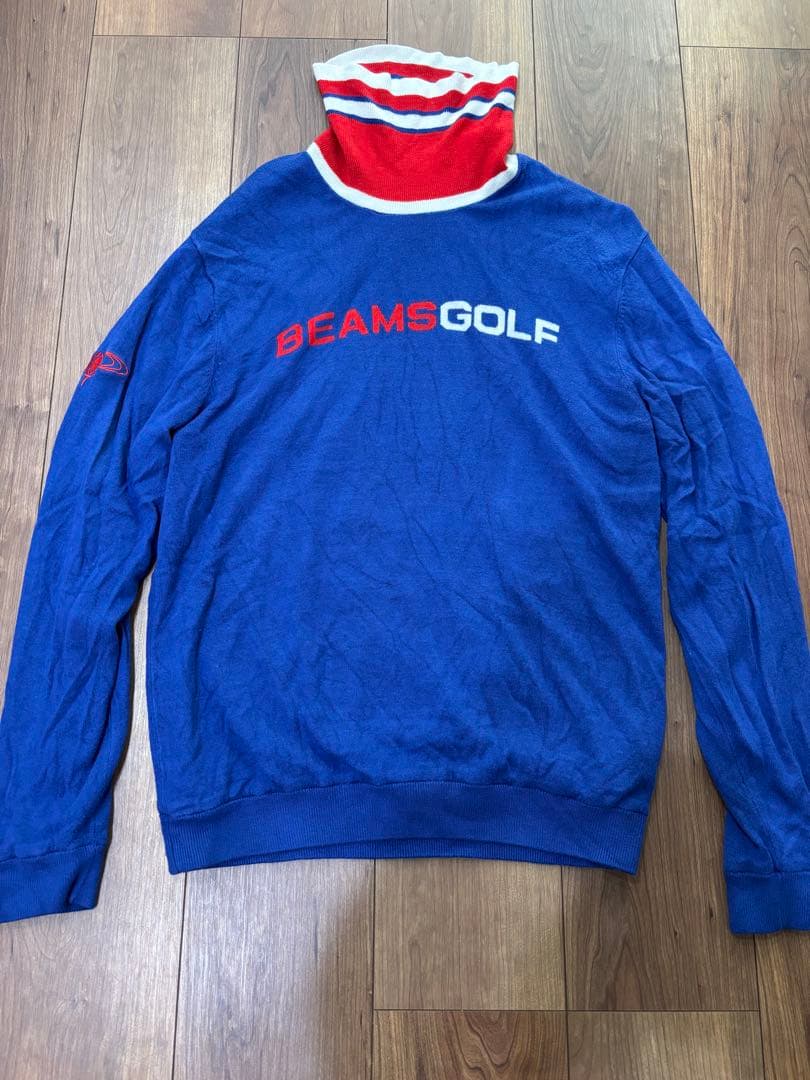 BEAMS GOLF ストライプハイネックセーター Lサイズ
