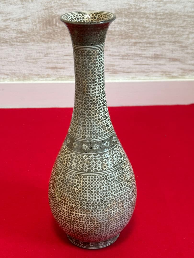 希少 金田鹿男 三島手花生 三島暦手 象嵌 花入 花器 茶道 華道 李朝