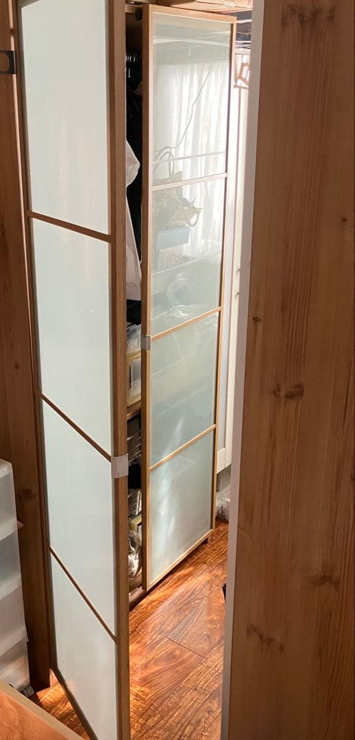 IKEA PAX ワードローブ　扉のみ　オーク材　フロストガラス