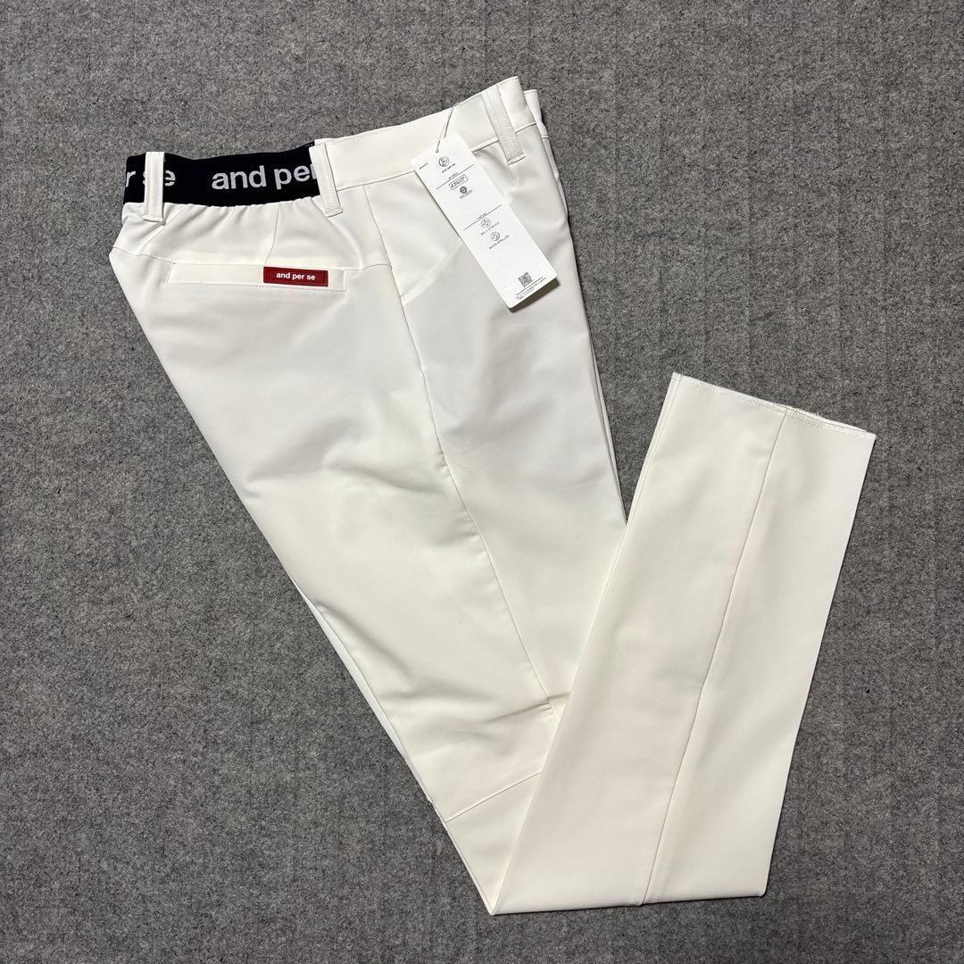 Mサイズ 新品 アンパスィ ストレッチ ゴルフパンツ 白 AMF5003E3F