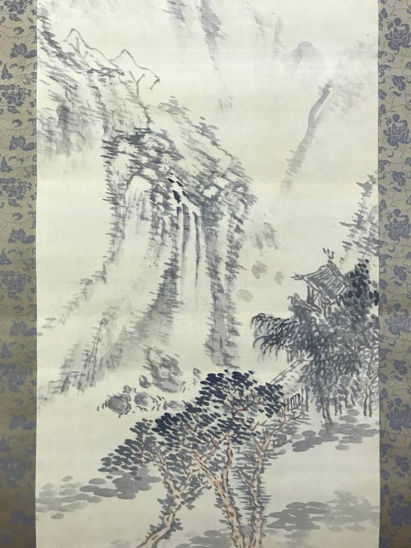 作者不詳/秋景山水画賛/山水図/掛軸/名家伝来AE-399