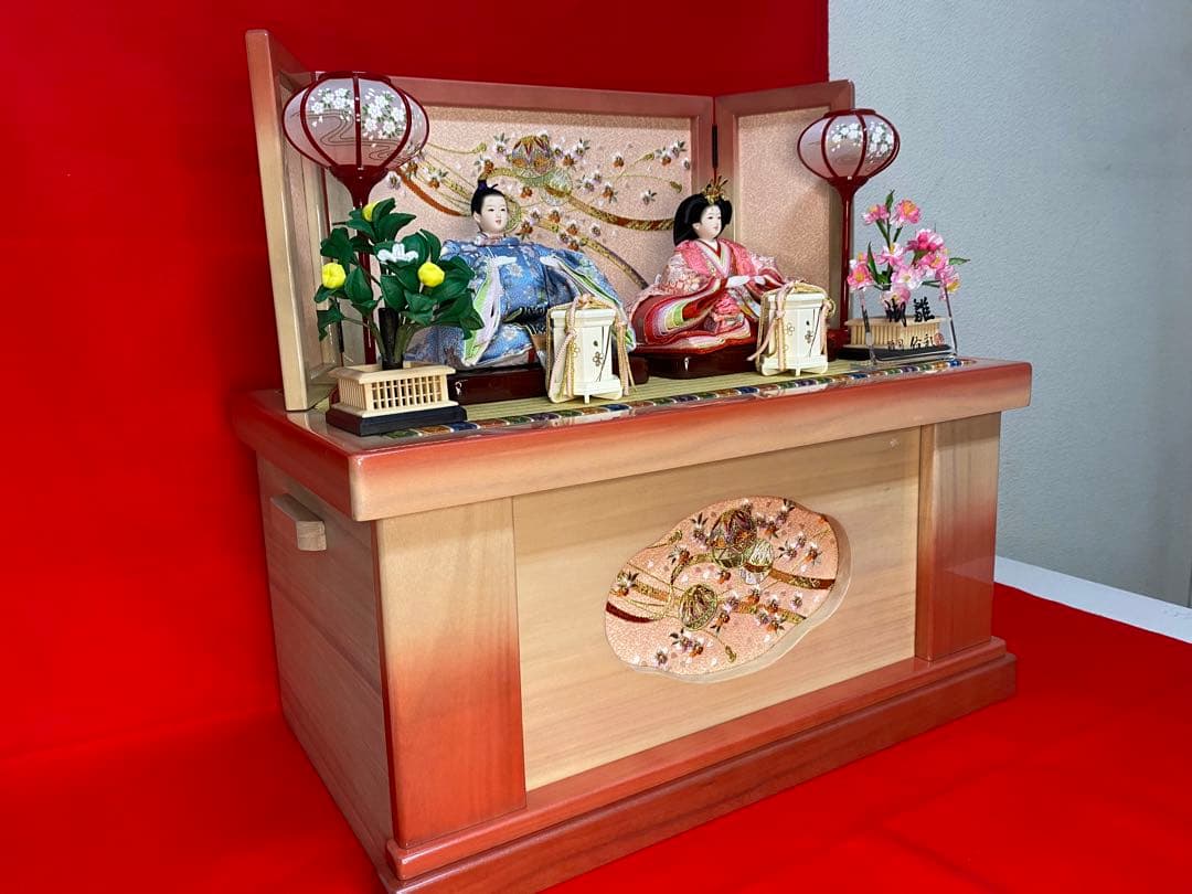 雛人形　親王飾り収納セット・頭　梛葉　作・間口約５５×奥行約３３×高さ約５３㎝
