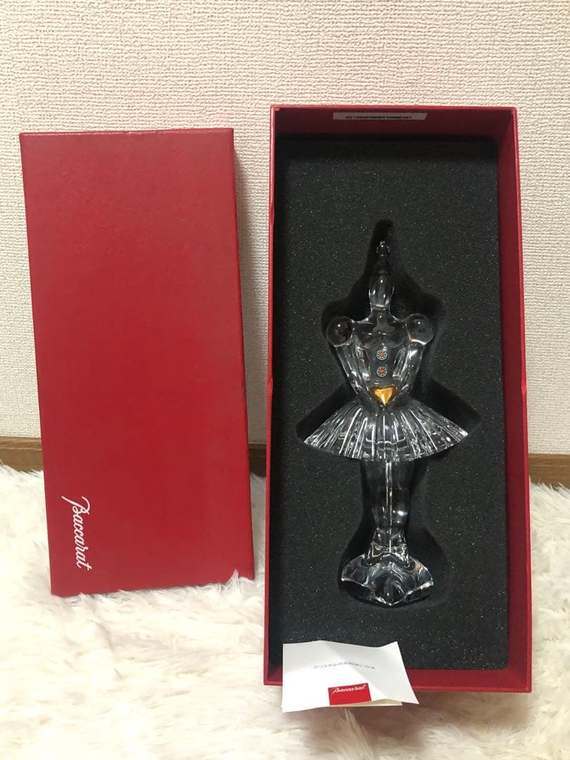 BaccaratマスカレードMasquerade男女　ピエロ ガラス像置物金彩
