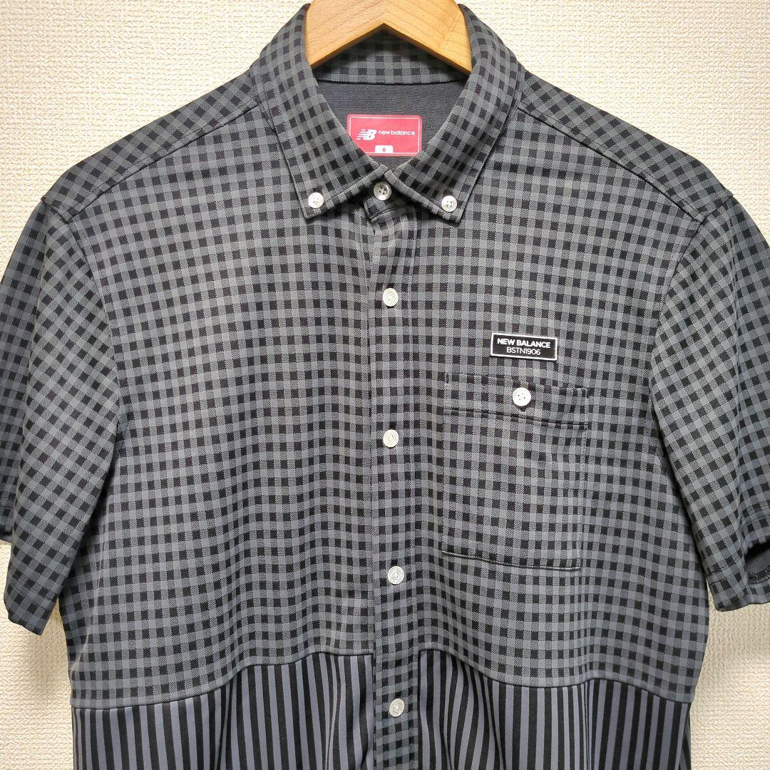 NewBalance ニューバランス 半袖 ボタンダウン シャツ グレー XL