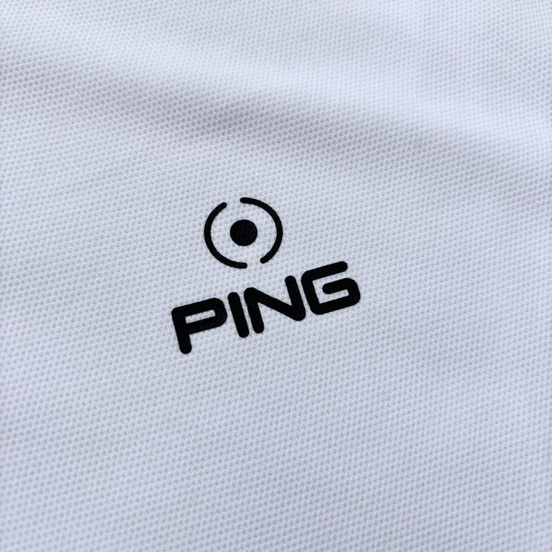 【美品】PING ピンアパレル ハーフジップ長袖シャツ ハイネック ロゴプリント