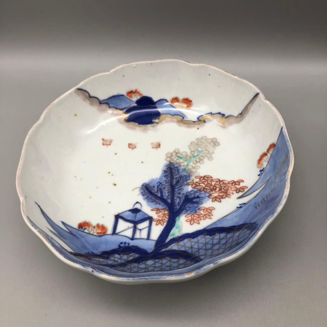 明治旧家蔵出し古伊万里富士山金彩鉢ボウルなます皿15cm4個アンティーク食器