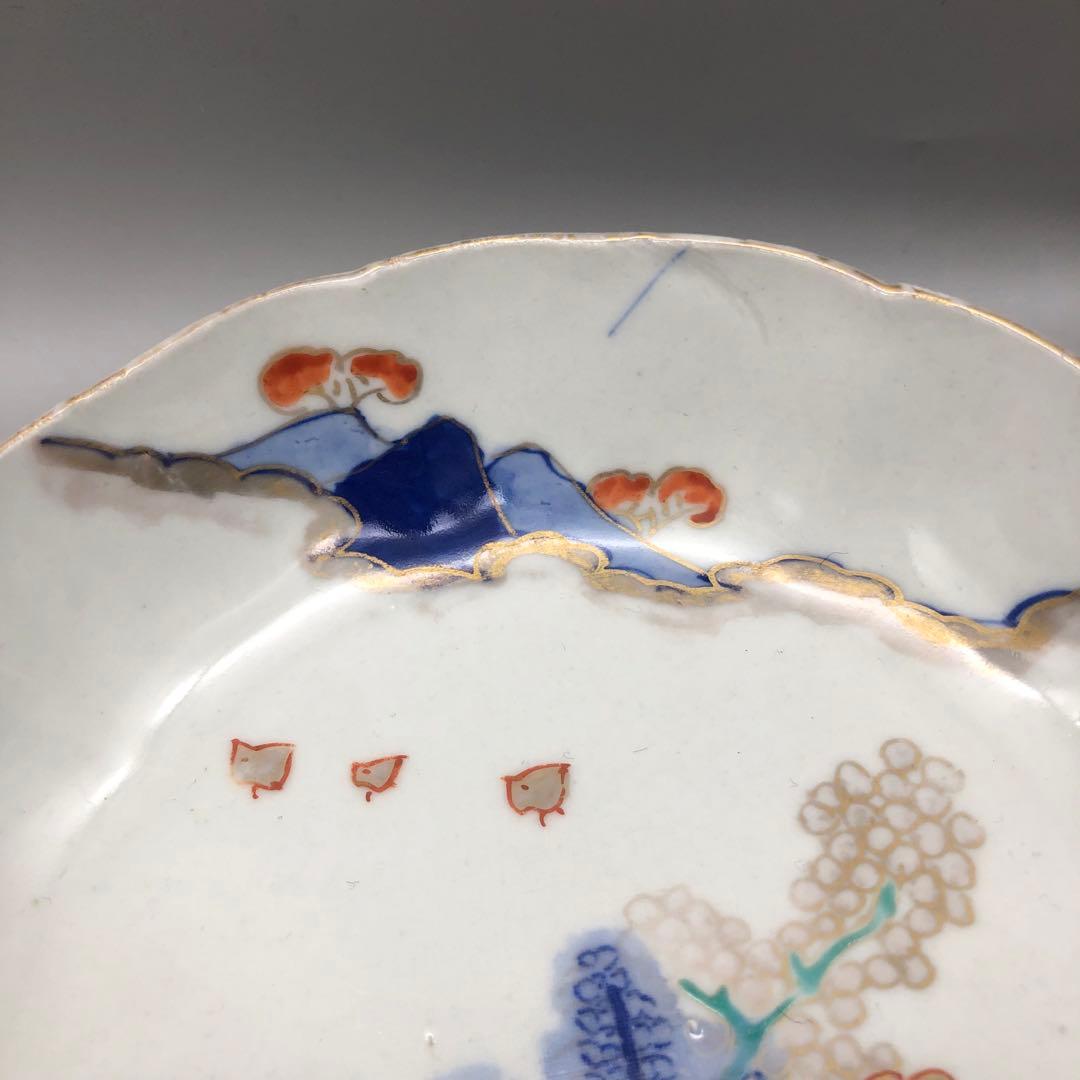 明治旧家蔵出し古伊万里富士山金彩鉢ボウルなます皿15cm4個アンティーク食器