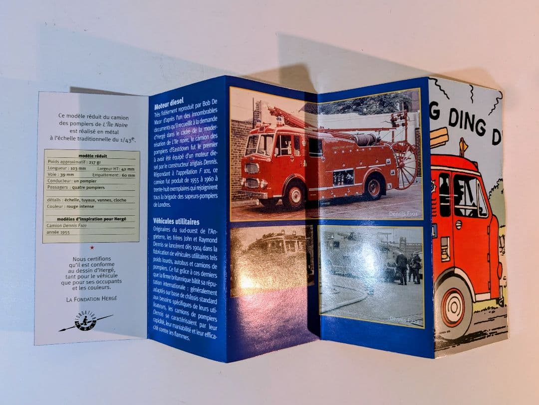 「タンタンの冒険」の「Fire Engine（消防車）」モデル ベルギー製