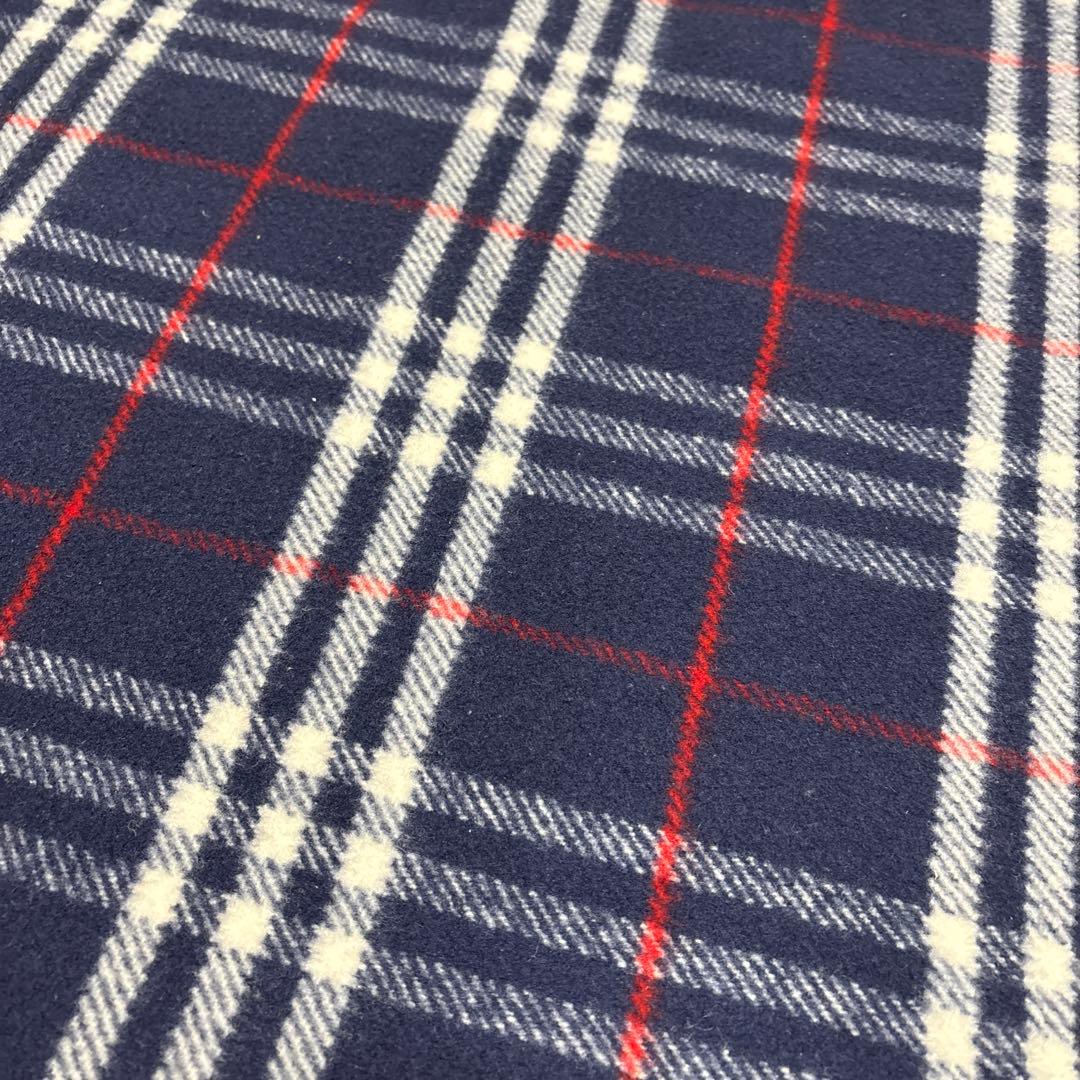 【SALE】Burberry 高級ウール100%毛布　 ネイビーチェック