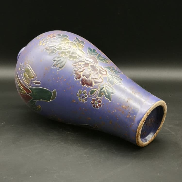 宋定窯紫定粉彩画刻侍女図乳母戯紋梅瓶  工芸品 美術品 置物