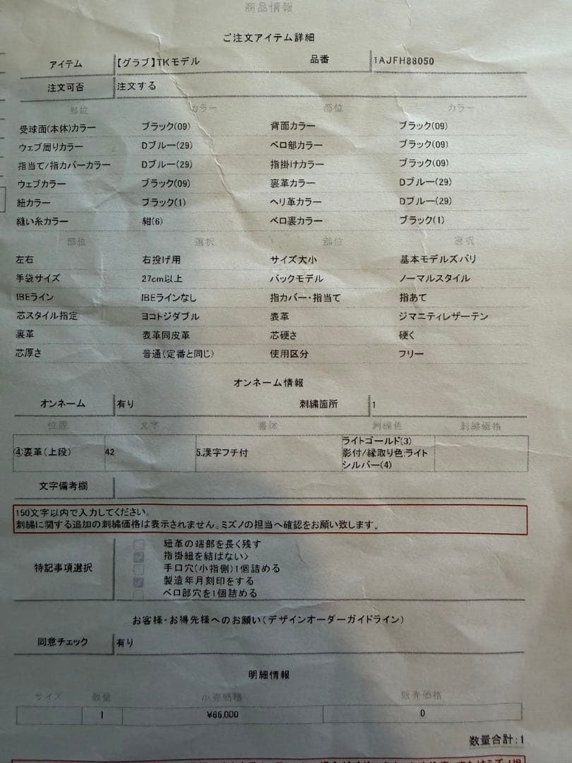 ミズノプロ 硬式用オーダーファーストミット TK 革ソフトボール 波賀