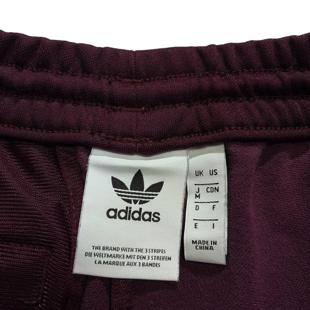 Adidas トラックパンツ M えんじ 白 スリム トレフォイル 刺繍