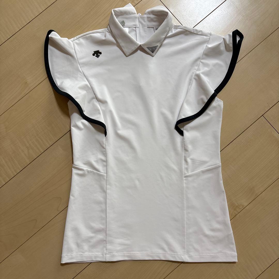 デサント【LUXE】ベアスムースラッフルスリーブシャツ　ホワイト　L