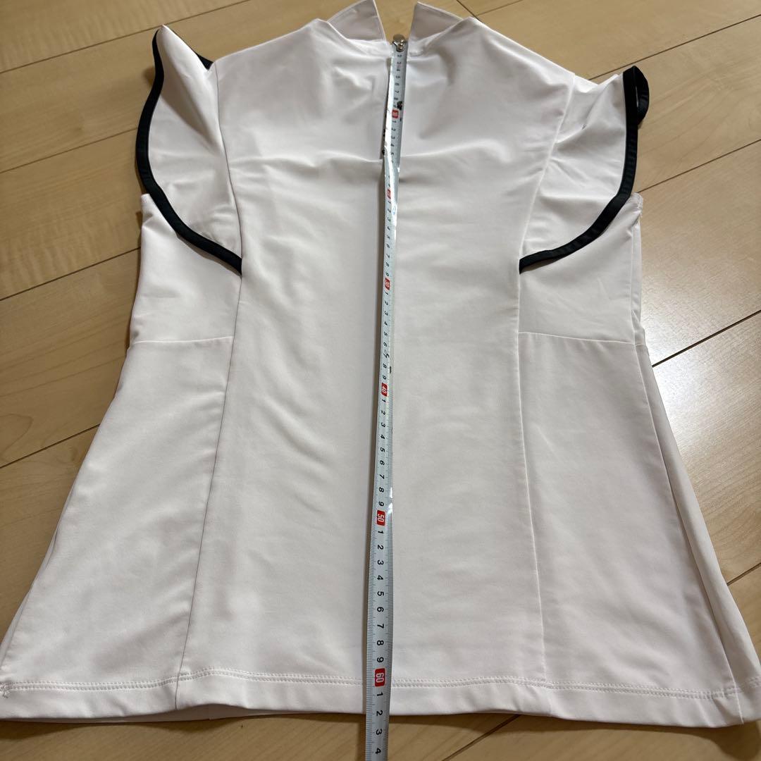 デサント【LUXE】ベアスムースラッフルスリーブシャツ　ホワイト　L