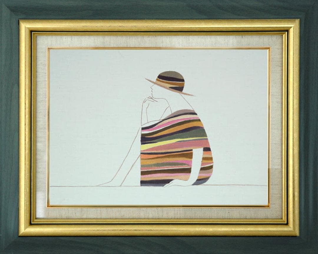 油絵 菅家令子 絵 絵画 インテリア 額付(銀) F3-041214 人物 女性