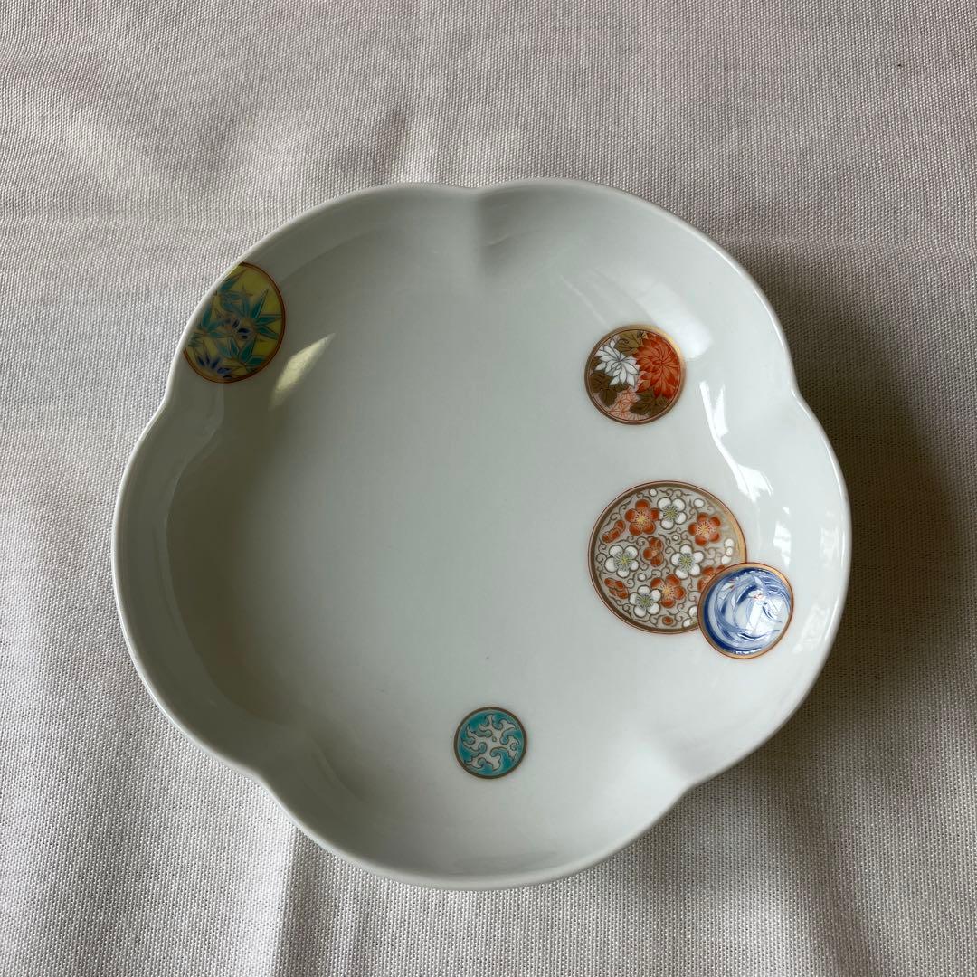 深川製磁　寿赤絵　睦皿揃　梅型　小皿　宮内庁御用達　未使用　木箱入　ヴィンテージ