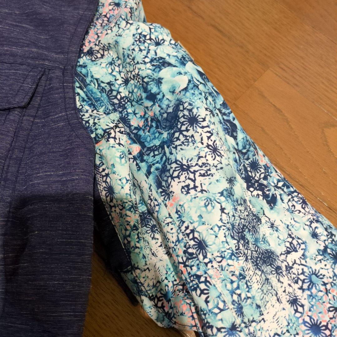【美品】ROXY　スノボウェア　上下セット　総柄　デニム風　ワインレッド　Ｓ