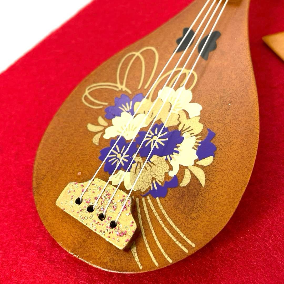 ひな祭り　桃の節句　雛道具　花柄びわ&お琴貝セット
