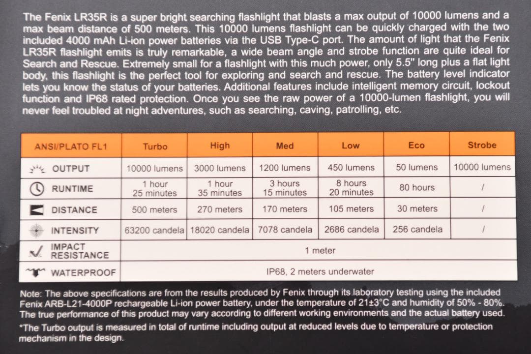 Fenix LR35R 懐中電灯 10000ルーメン