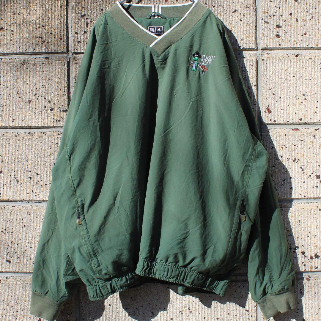 レアカラー 00s adidas GOLF 袖胸刺繍 XL 古着 プルジャケット