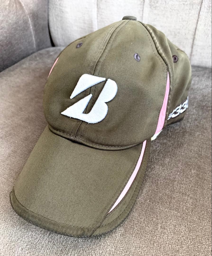 BRIDGESTONE GOLF ブリヂストン ゴルフ カーキ キャップ 帽子②