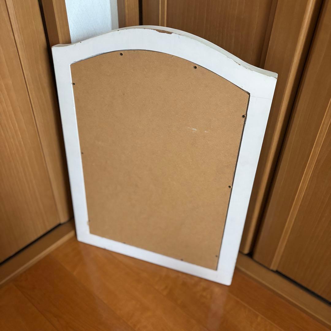 ヴィンテージ風 洋風 アーチ型ホワイトミラー
