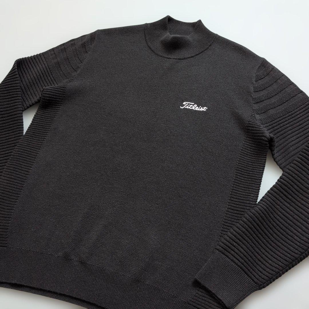 【極美品】タイトリストゴルフ　モックネックリブ袖ニット　黒　M