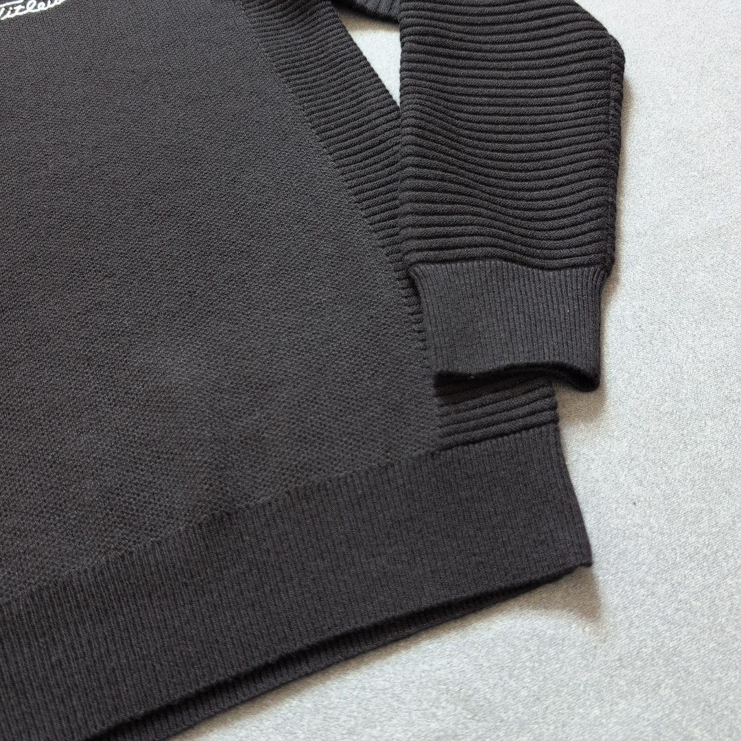 【極美品】タイトリストゴルフ　モックネックリブ袖ニット　黒　M