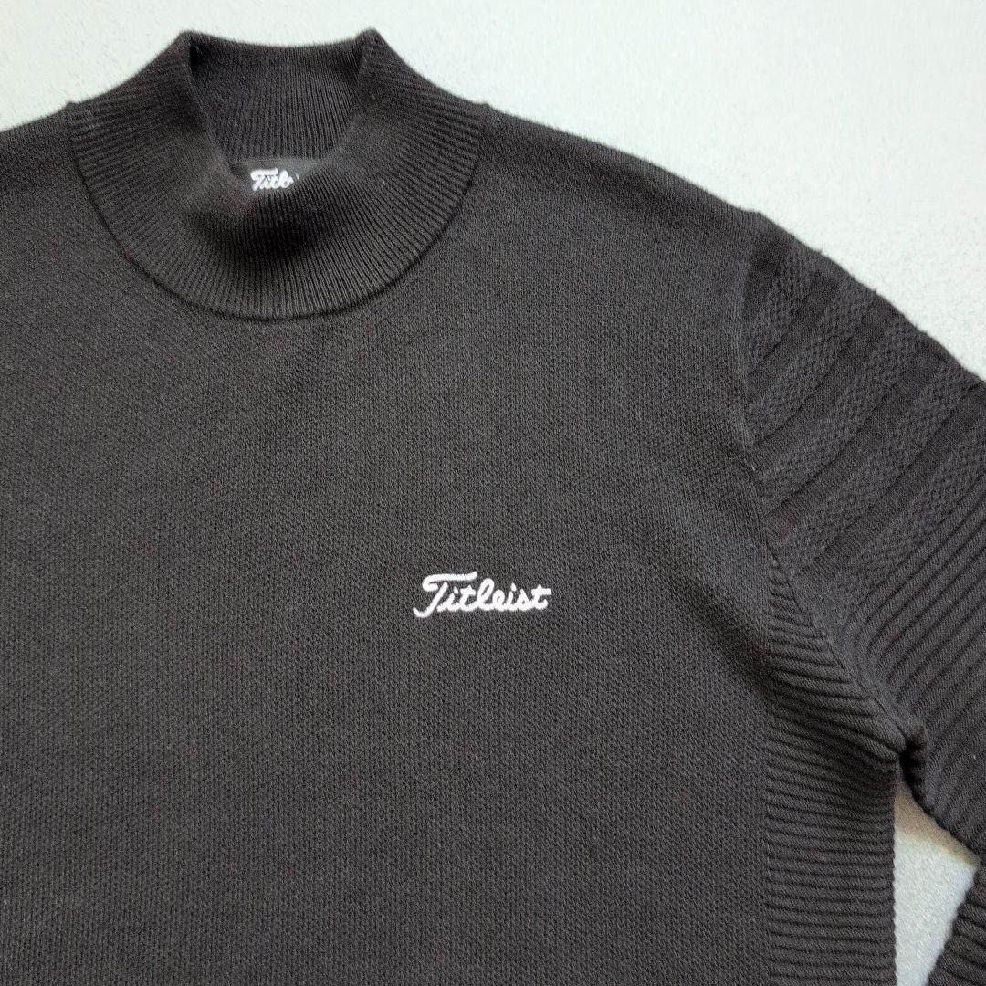 【極美品】タイトリストゴルフ　モックネックリブ袖ニット　黒　M