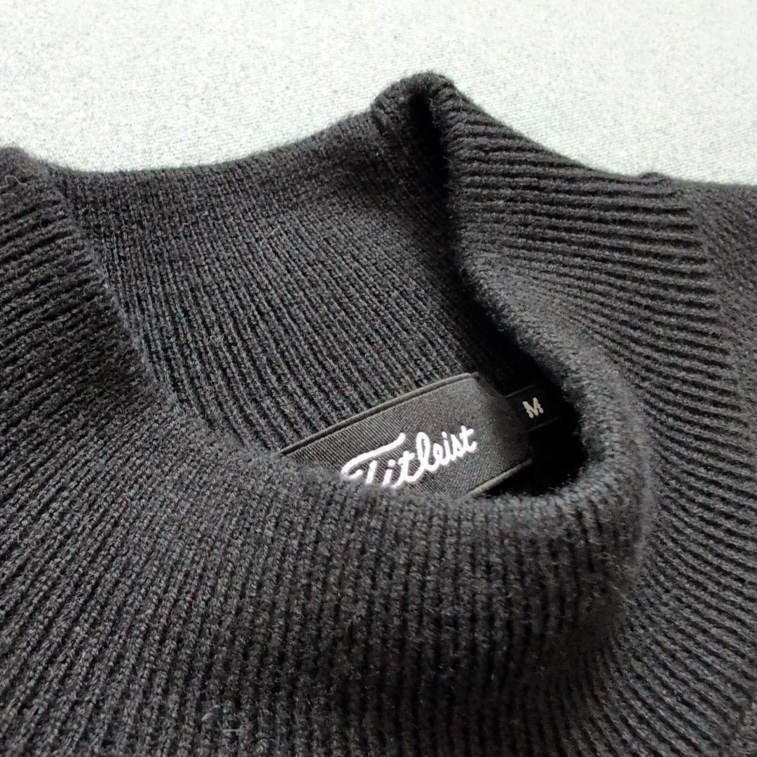 【極美品】タイトリストゴルフ　モックネックリブ袖ニット　黒　M
