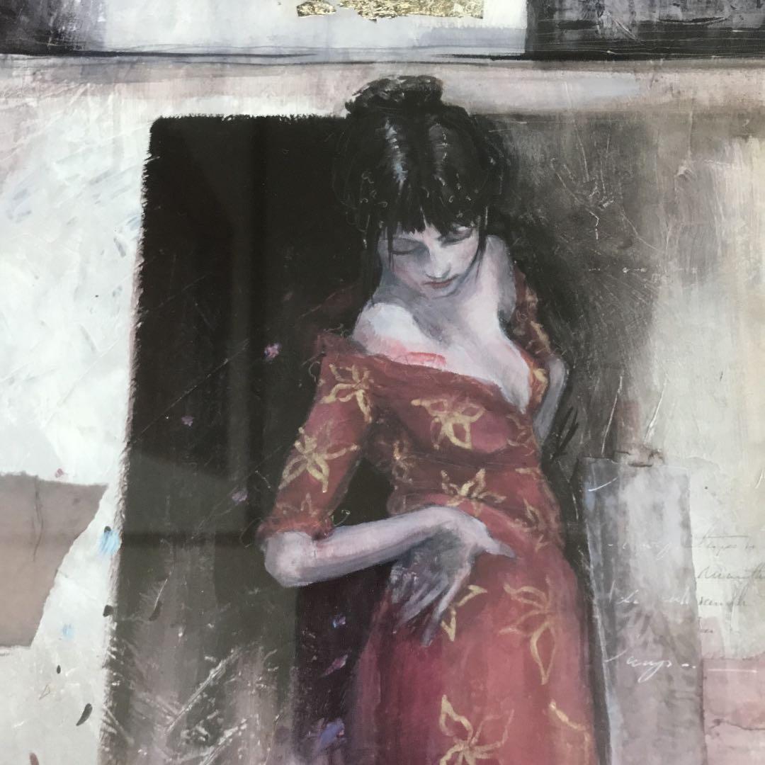 絵画　チャイナドレスの女性像　　イタリア製