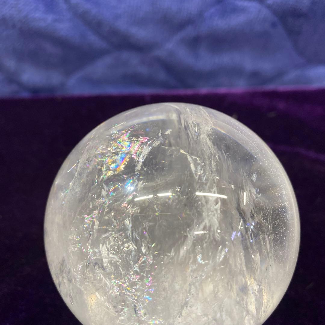 美品！水晶玉パワーストーン　天然レインボー　70mm