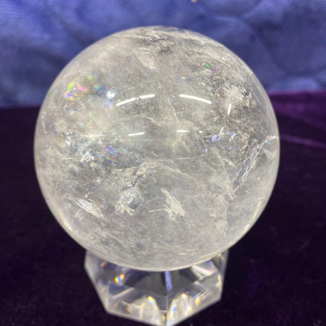 美品！水晶玉パワーストーン　天然レインボー　70mm