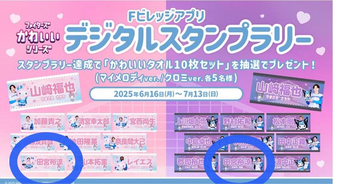 田宮裕涼　タオル　２枚セット　マイメロ　クロ　かわいいシリーズ