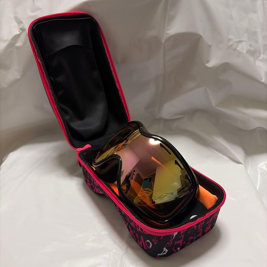 美品 Oakley オークリー スノーボード スキー ゴーグル 黒 ミラーレンズ