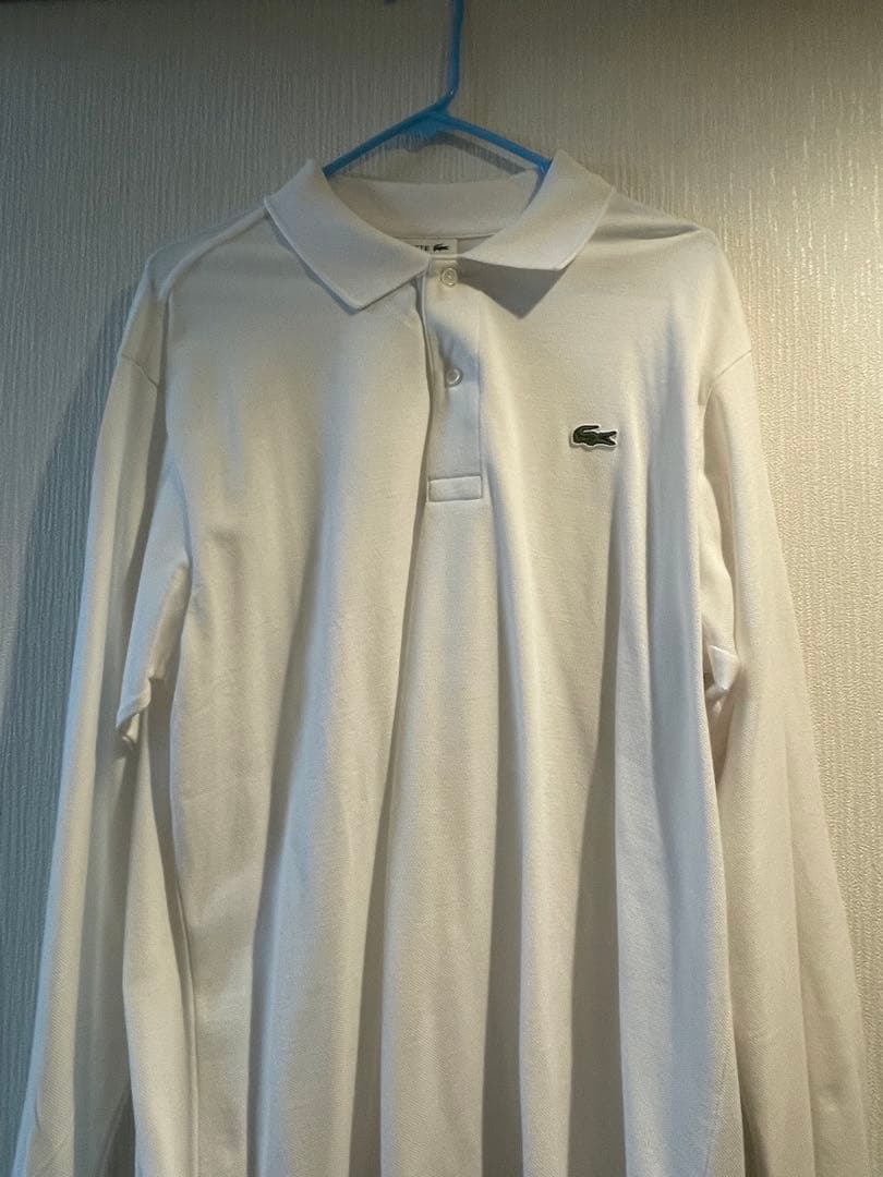 ト*ム様 【タグ付き、シミ有】LACOSTE ホワイト 長袖ポロシャツ