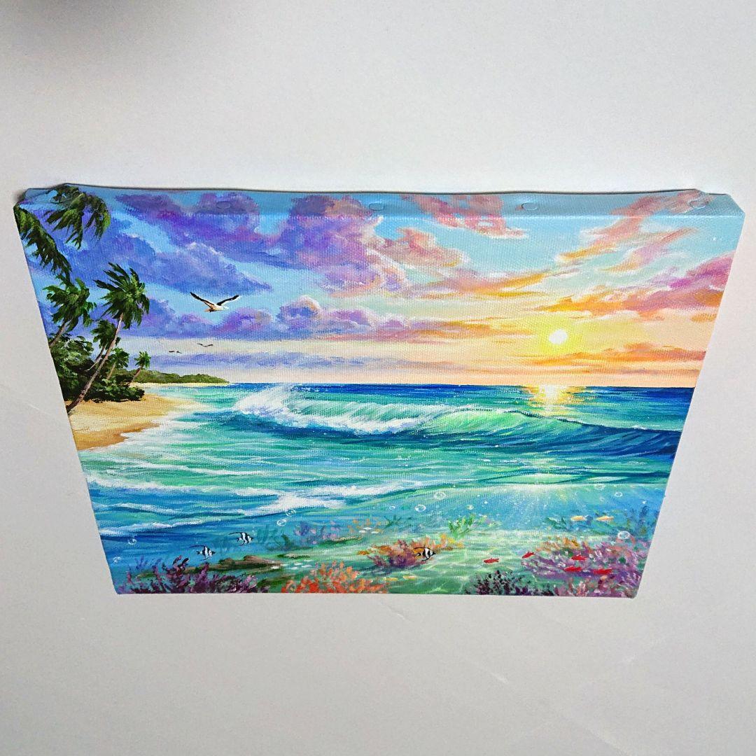 【碧い海】アクリル画 F3 風景画 絵画 海の絵