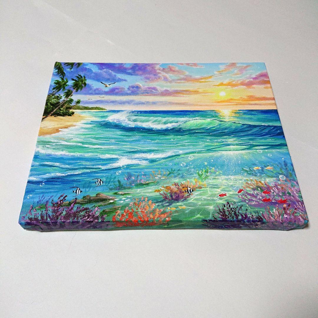 【碧い海】アクリル画 F3 風景画 絵画 海の絵
