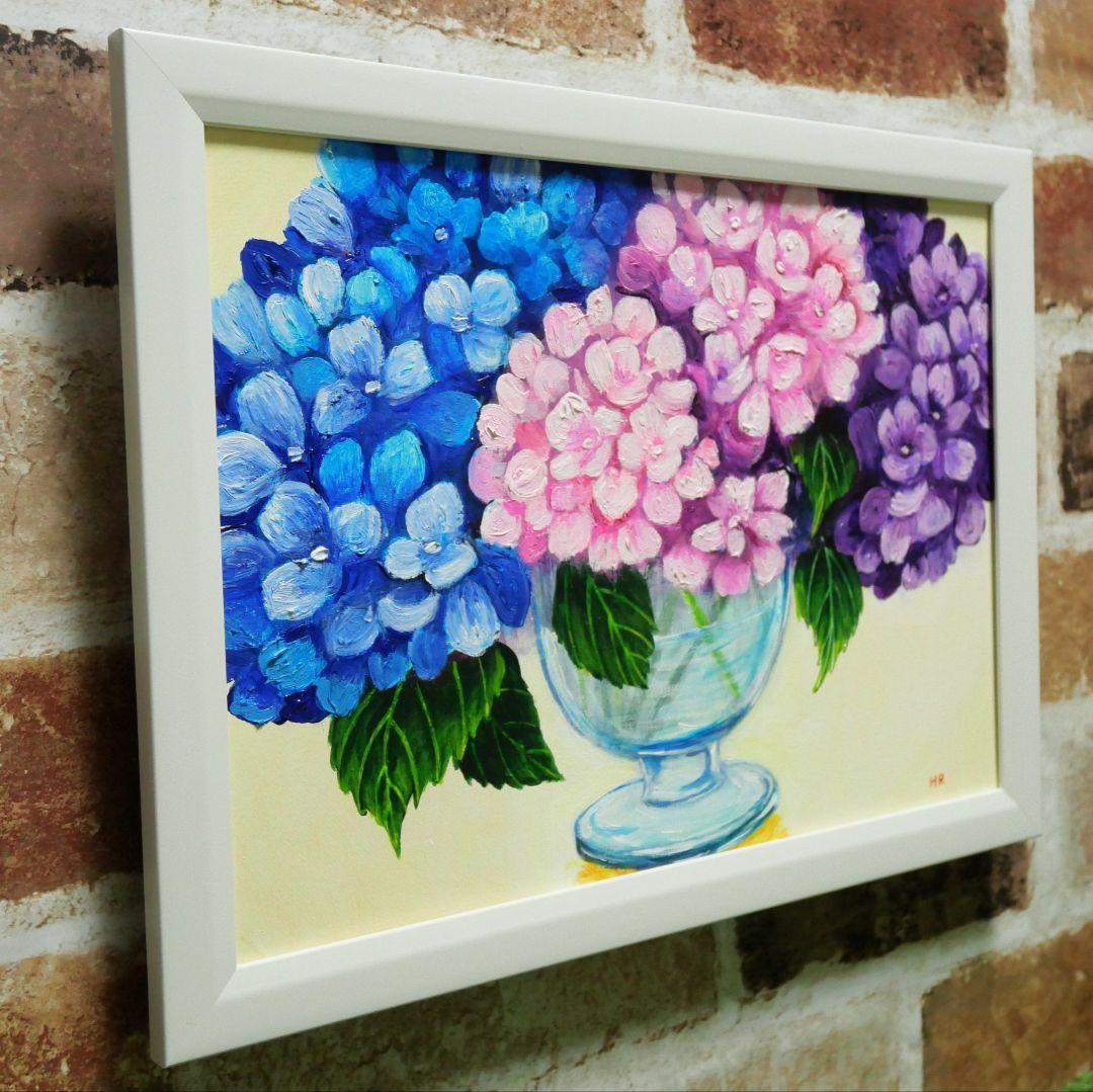 油絵 絵画 【紫陽花の花】