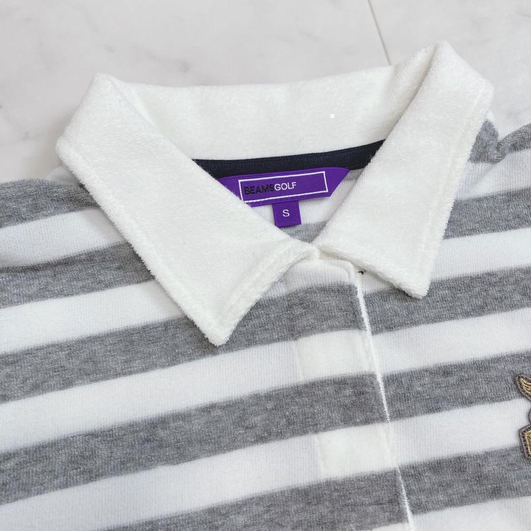BEAMS GOLF ポロシャツワンピース パイル ボーダー S ゴルフウェア