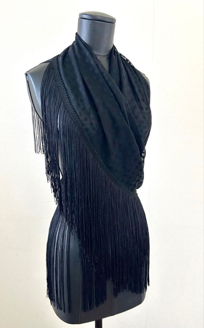 シージョ　水玉カットジャガードシフォン黒フレコ　フラメンコ　衣装
