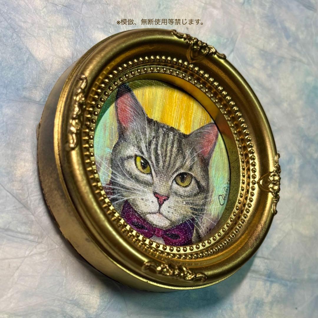 絵画 猫の絵 アメリカンショートヘア アンティーク 猫雑貨 可愛い猫 アメショ