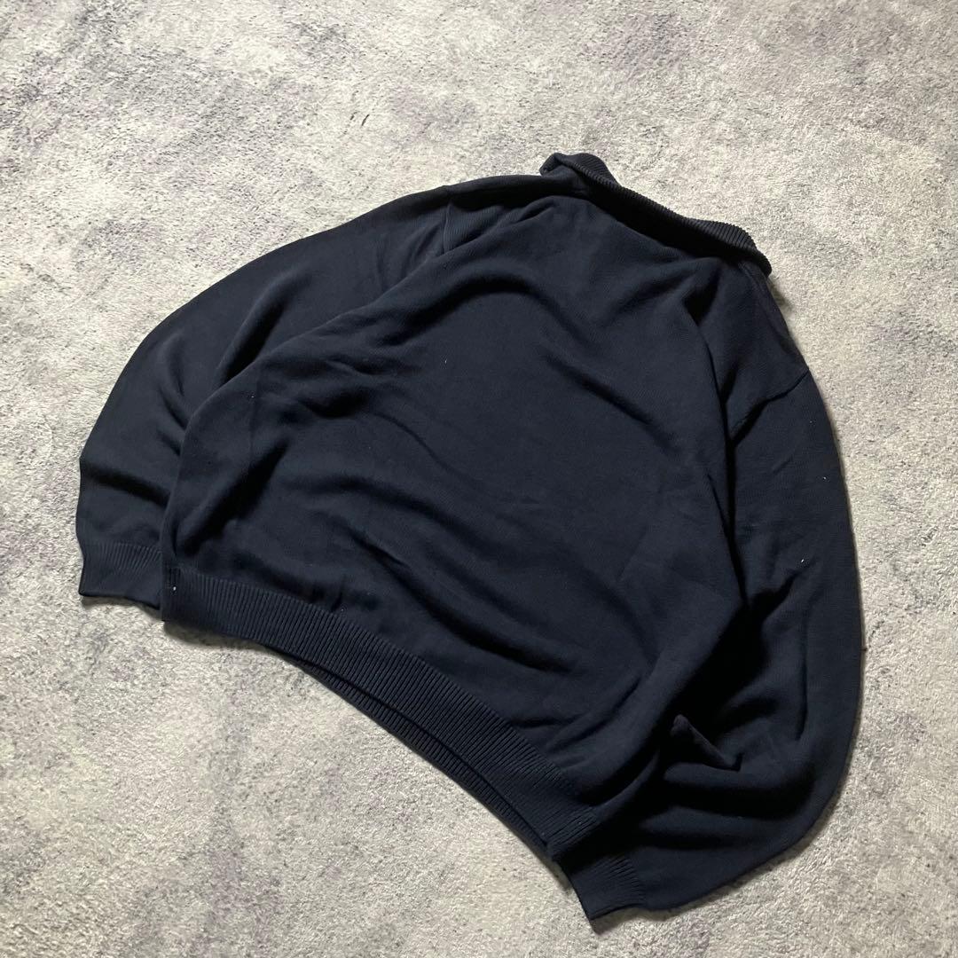 00sCHAPSハーフジップコットンニットボーダーXL