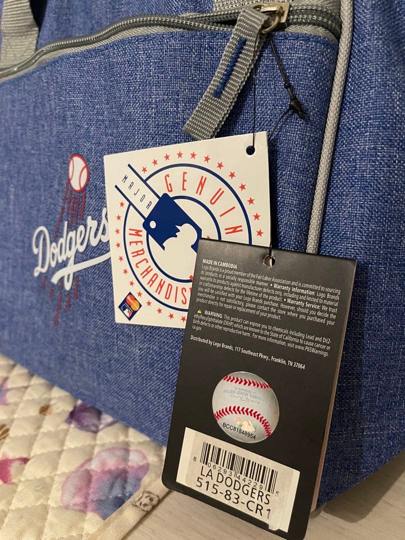 新品タグ付　ロサンゼルス・ドジャース　 球場購入 デニム風生地クーラーバッグ
