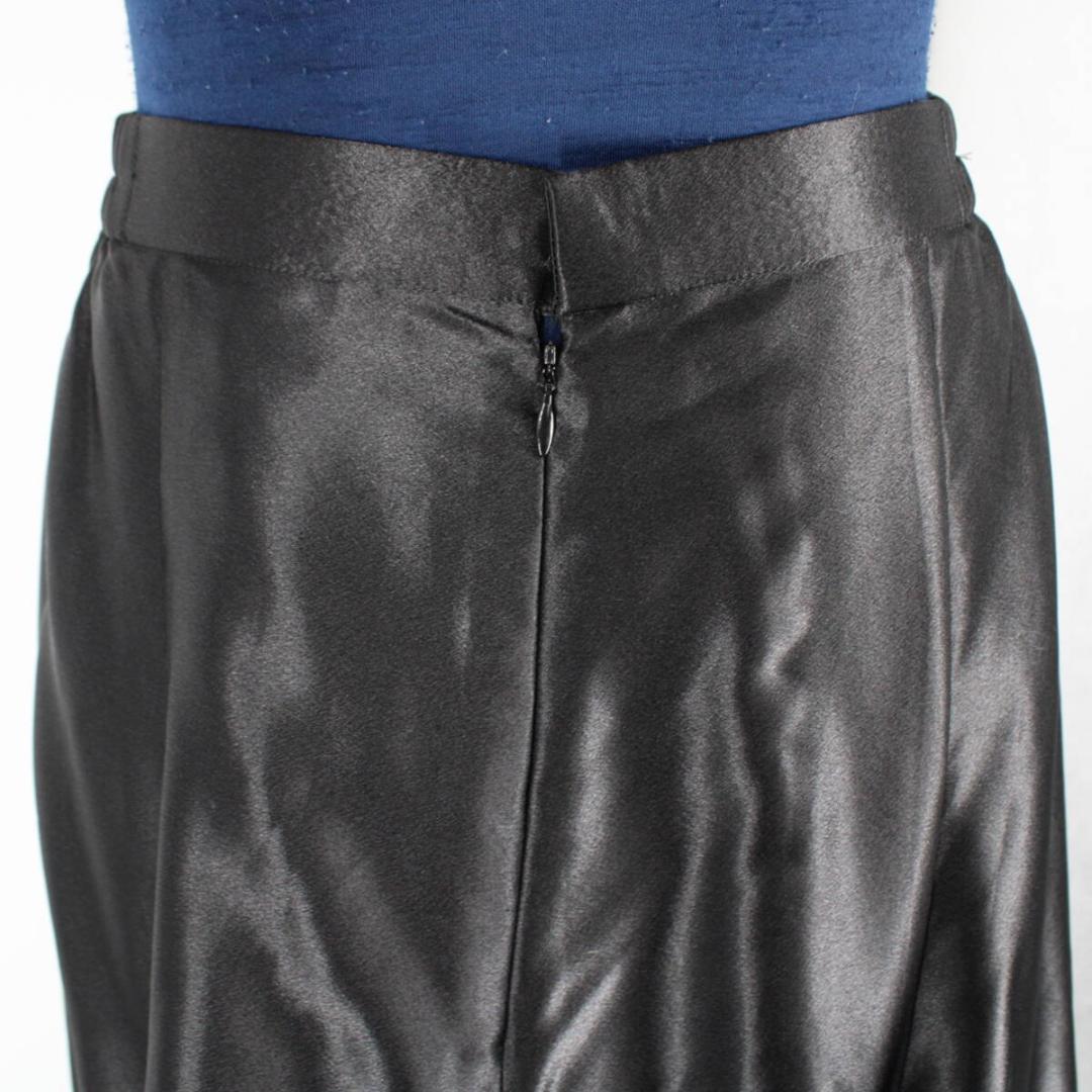 【美品 社交ダンス衣装】ブラック 白樺ドレス スカート 黒 光沢 無地 ロング