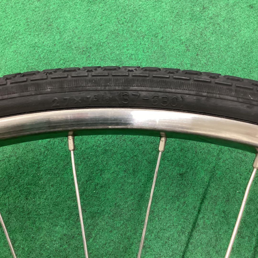ステンレスリム　前輪　27x1-3/8 タイヤ付 ハブダイナモ j1端子